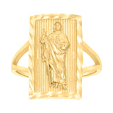 14kt Yellow Gold Womens St. Jude Diamond-Cut Religious Ring